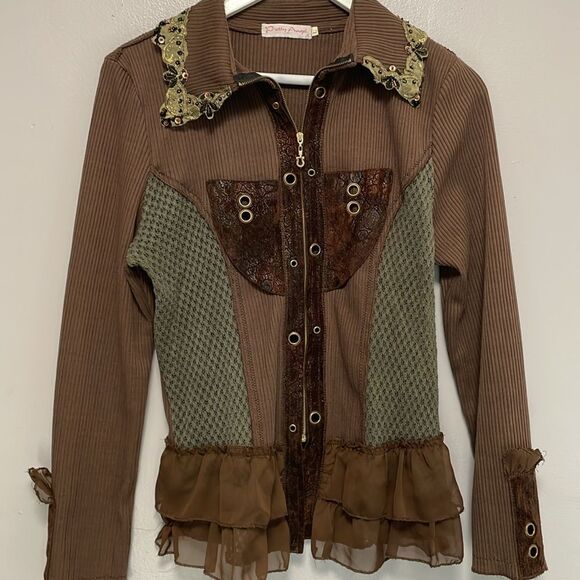 Pretty angel zipper ruffle hem with beaded necklace large - Picture 2 of 8